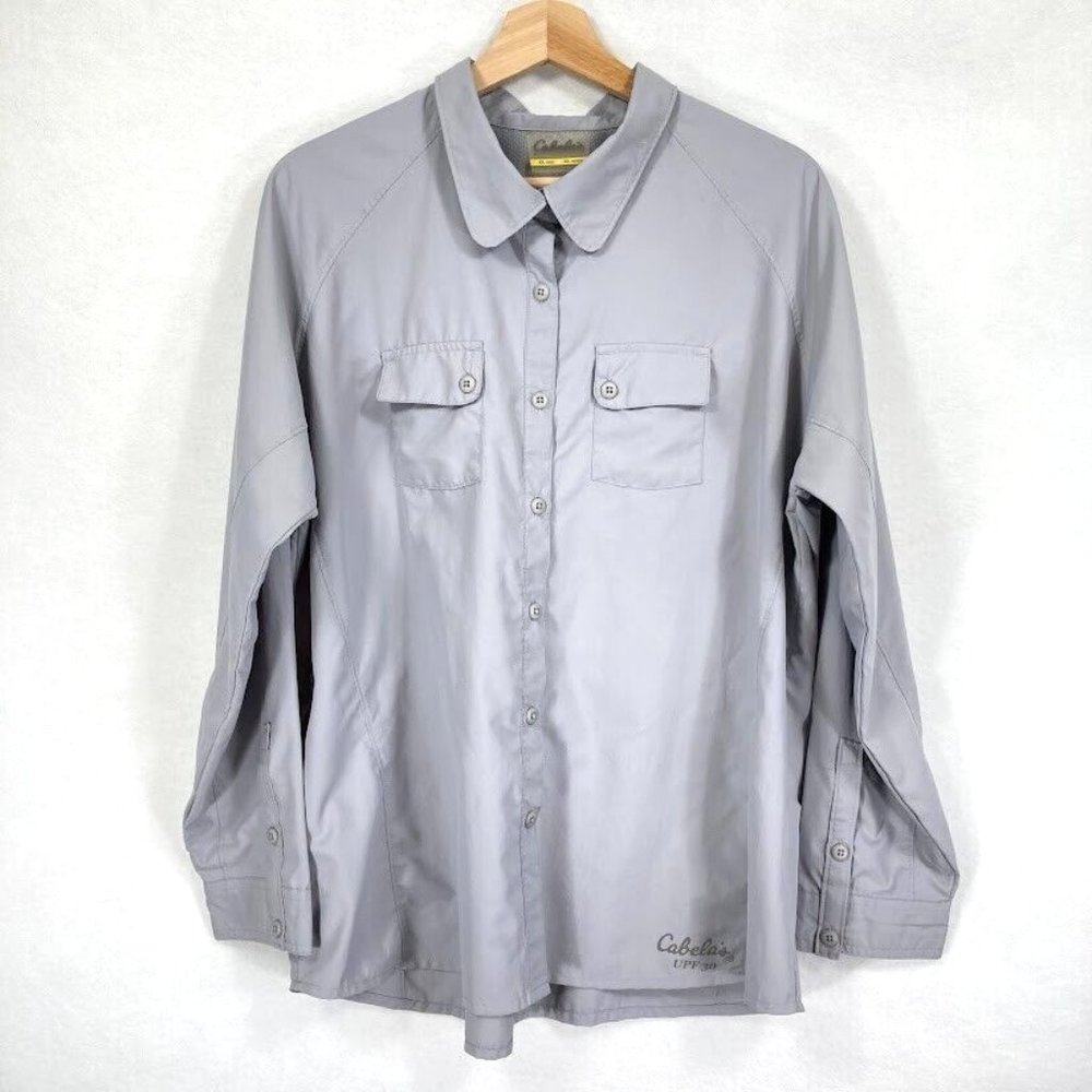 Cabela's UPF30 Lightweight Roll Tab Sleeve Button Up Shirt Vented XL